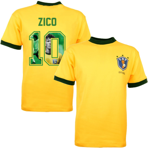 Brazil Retro Shirt World Cup 1982 + Zico 10 (Photo Style)